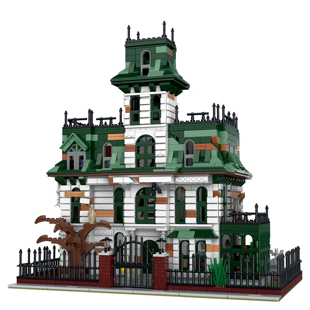 3378-teiliges Addams House Modulares Bausteinset, Geisterherrenhaus-Modellbausatz, Sammlerstück, Dekoration, Montage-Spielzeug, Weihnachts- und Halloween-Geschenk für Kinder und Erwachsene