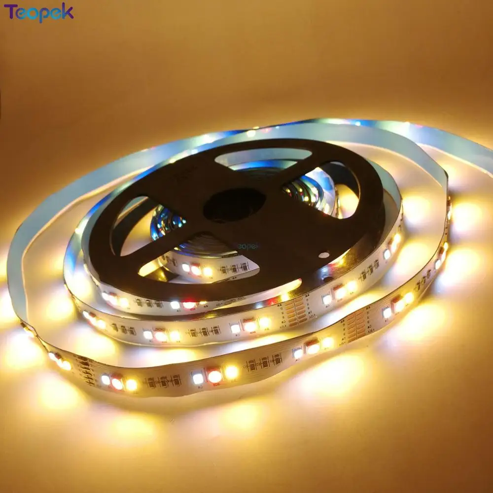 5M 5050 + 2835 Rgb Cct Led Strip Licht Rgb Kleur Temperatuur Verstelbare String Rgb + Cct 12V/24V Led Tape 12Mm Pcb