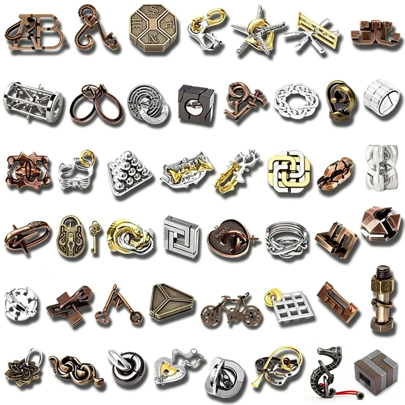 Variety Brain Teaser Puzzle Games Metal Take Apart Disentanglement Educational Toys Logic Training IQ Challenge For Adults &Kids