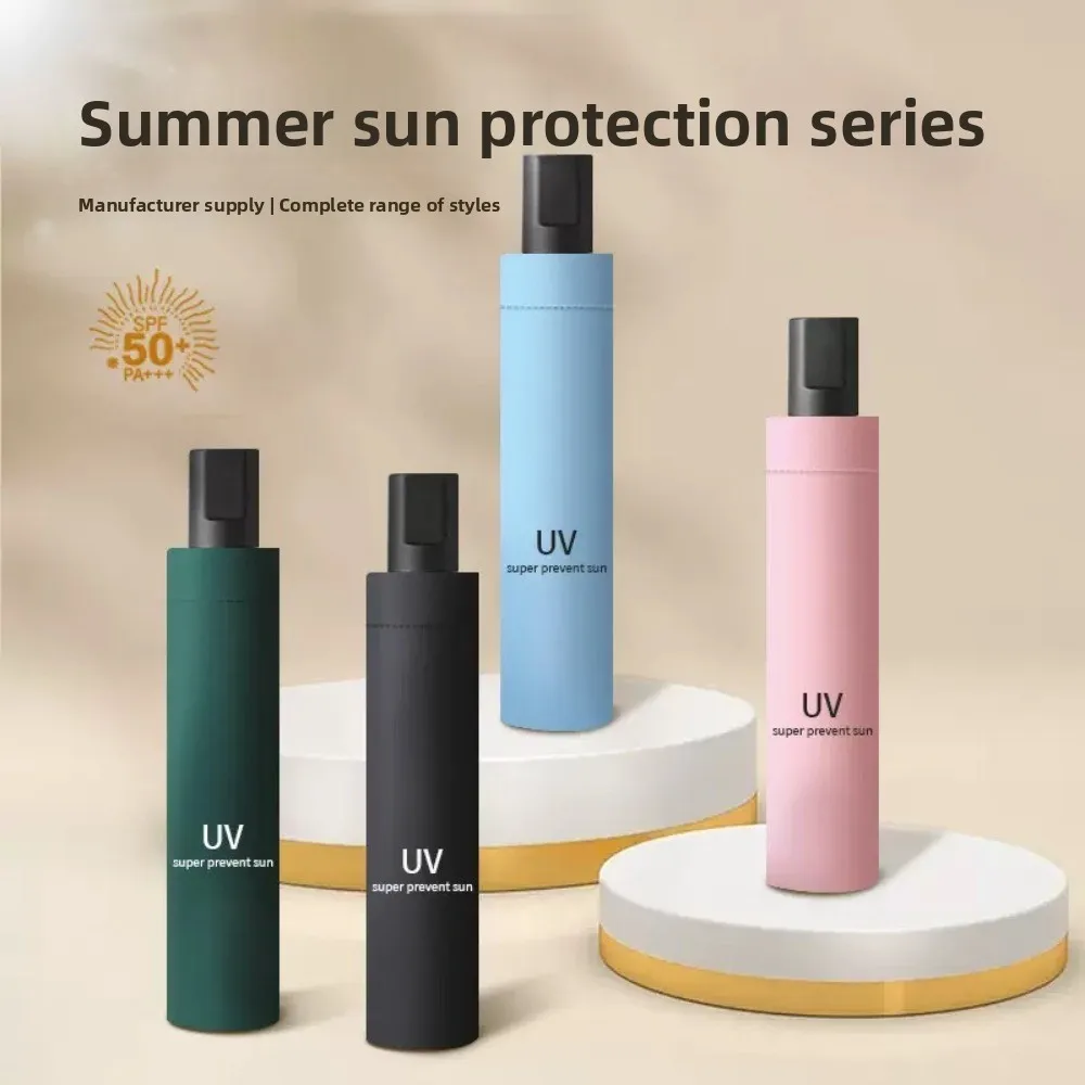 

Ручной виниловый зонт с тремя складными защитами от солнца и ультрафиолета, подходит для дождя и дождя оптом.