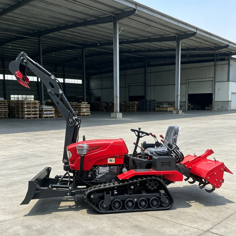 Customized Rotary Tiller, Farmland Tilling Machine with Replaceable Attachments for Ditching, Fertilizing and Backfilling