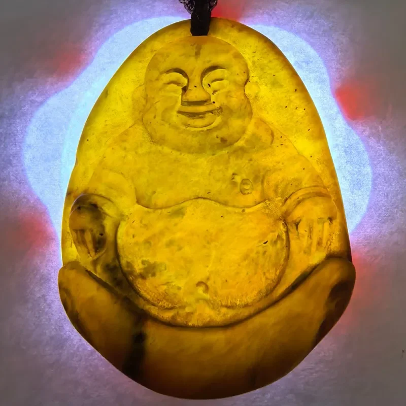 

Old Jade Happy Buddha Amulet Pendant 207A