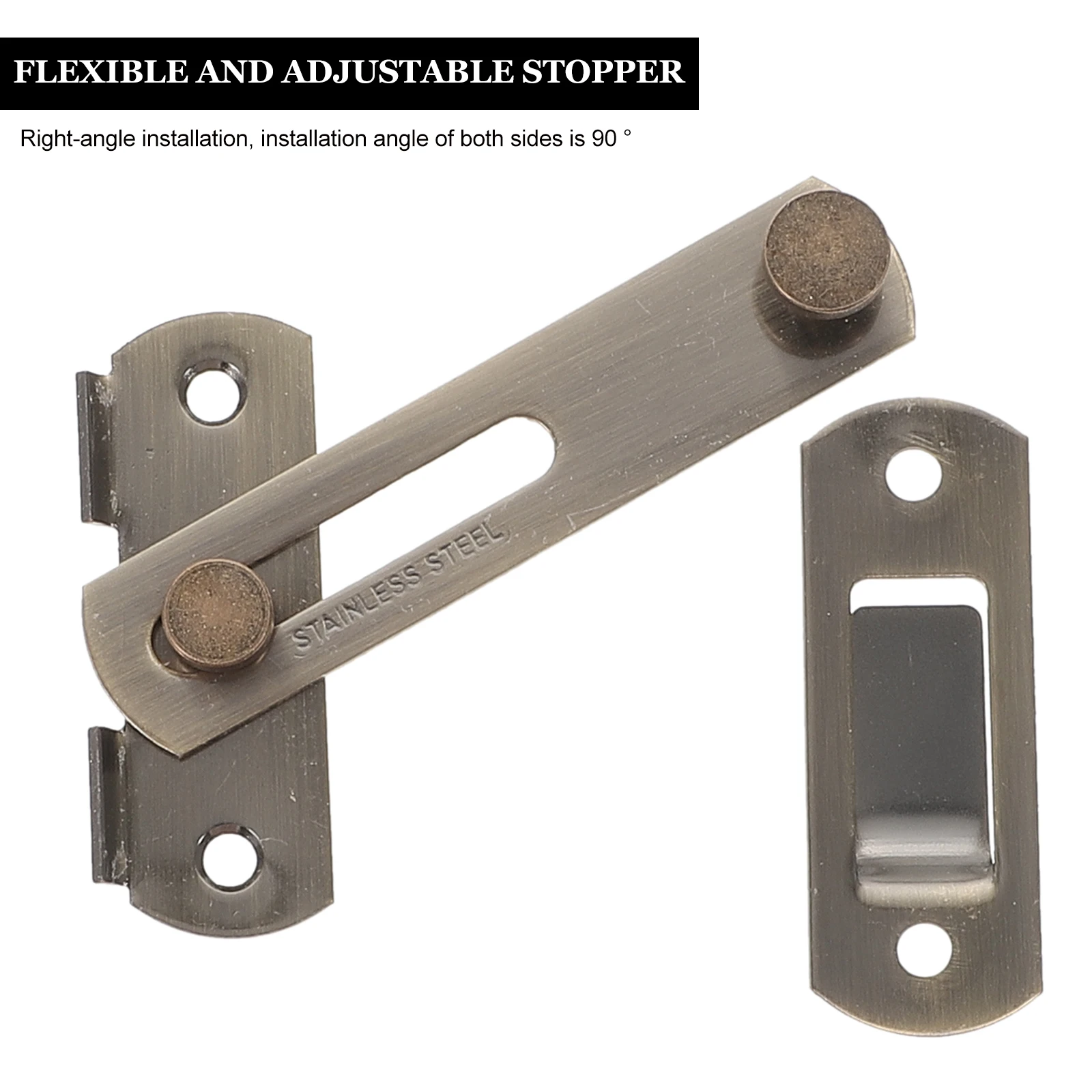 

3Pcs Tough Stainless Steel Barn Door Locks Adjustable Gate Latch with 90 Degree Angle