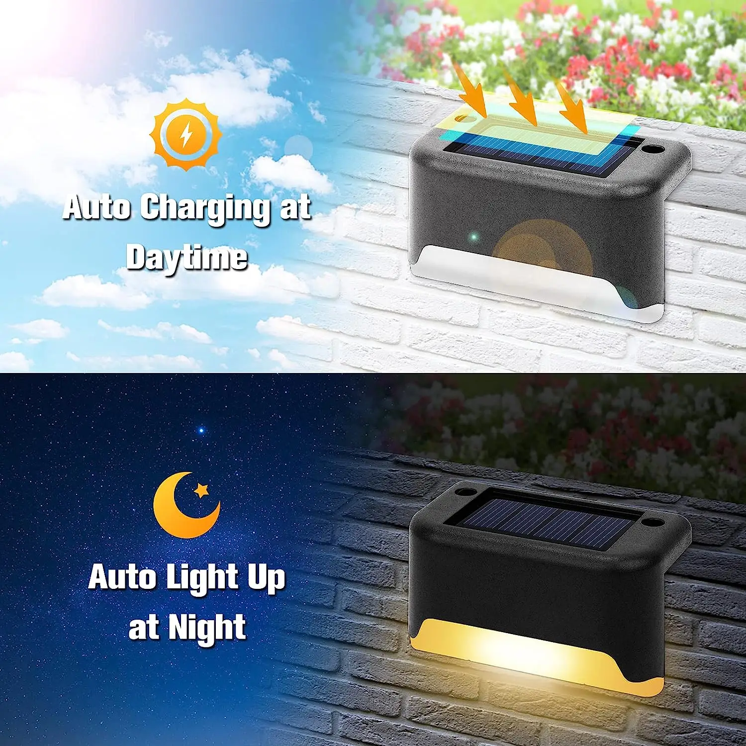 Solar Deck Lights 1-12 Pack Outdoor Step Lights Waterproof Led Solar Lights for Railing Stairs Step Fence Yard Patio and Pathway
