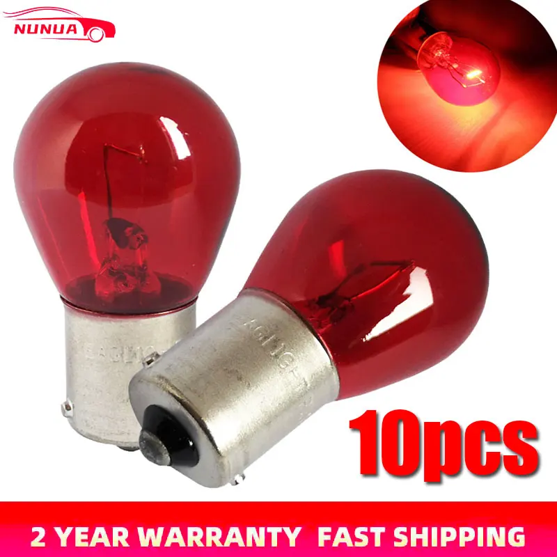 10Pcs PY21W 1156 BA15S  Red Car Auto Scooter Indicator Break Parking Turn Light Bulb Lamp Halogen Lamp Bulb 12V Reversing Light