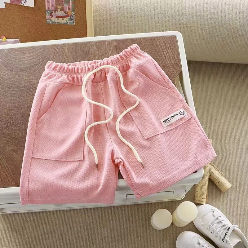 Children's Summer New Waffle Casual Boys and Girls Outwear Fashion Thin Shorts Boys Elastic Waist Shorts