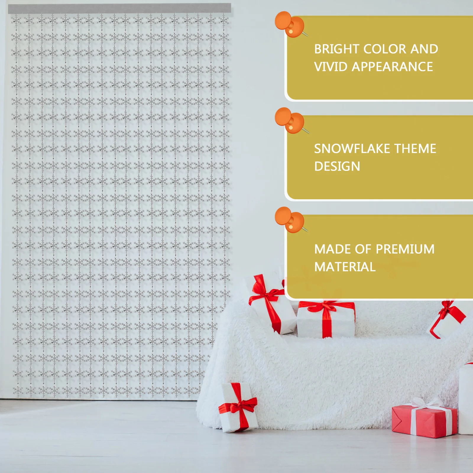 

Snowflake Garland Curtain Foil Fringe Backdrop Party Decoration Door Window Hanging Self Adhesive Easy Install