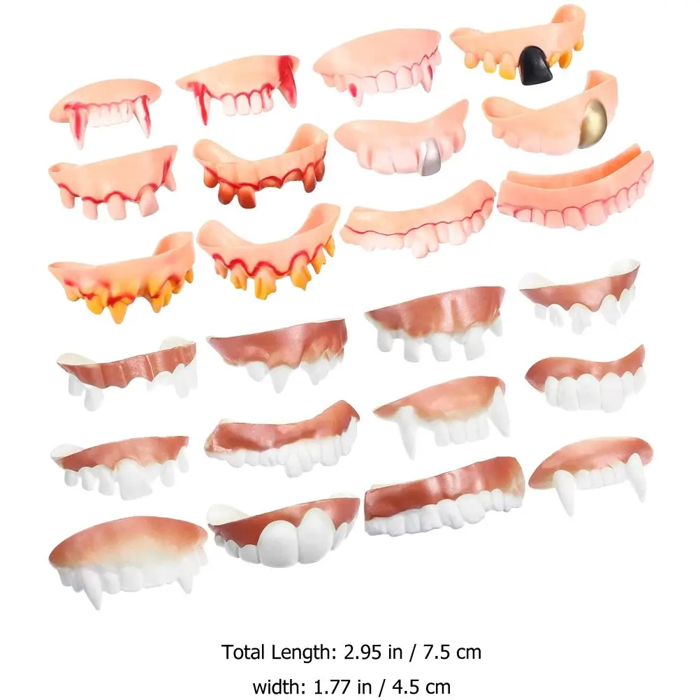 24pcs Pranking Toys Halloween Ugly Teeth Funny Pranking Toys Party False Teeth