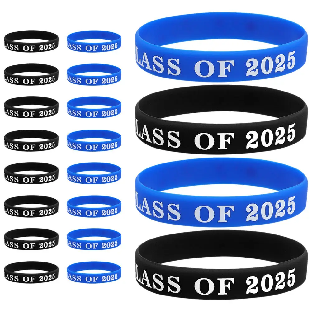 20Pcs Graduation Season Silicone Wristbands Adjustable Comfortable Fashion Grad Bracelets Bulk Set for Students Teachers Family