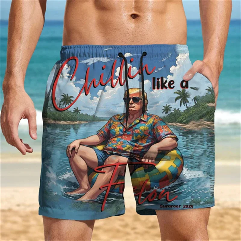 Harajuku 3D America Flag Printed Beach Shorts For Men Funny Custom Face Graphic Swimming Trunks Women Fashion Board Shorts Pants