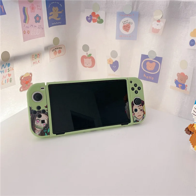 Bonito dos desenhos animados caso macio doca estação capa escudo protetor para nintendo switch oled ns console protetor de cristal pele