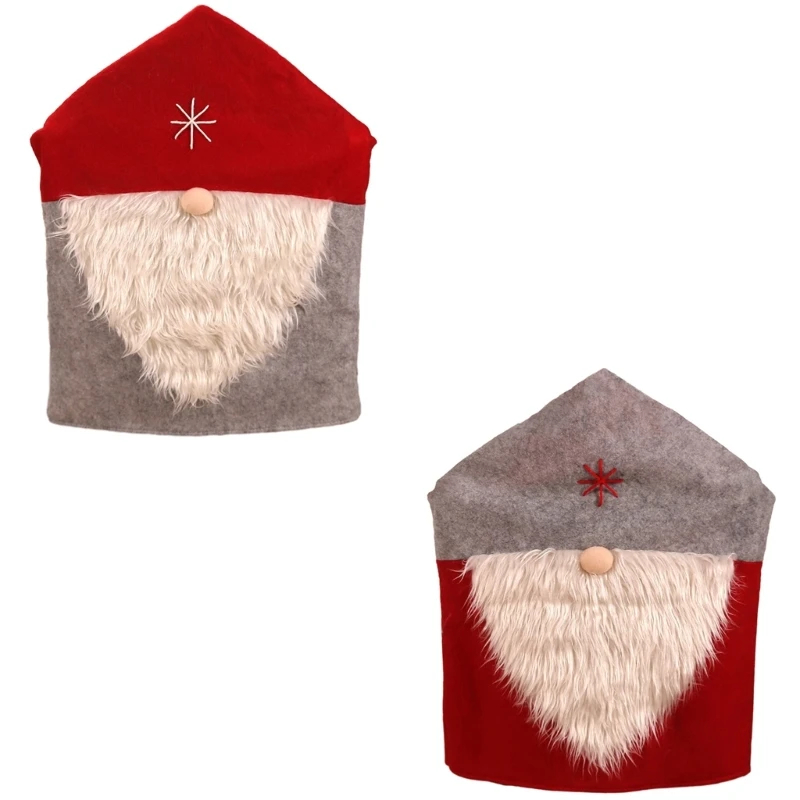 

Christmas Chair Cover Cartoon Santa Hat Chair Back Covers Christmas Decor A0KC