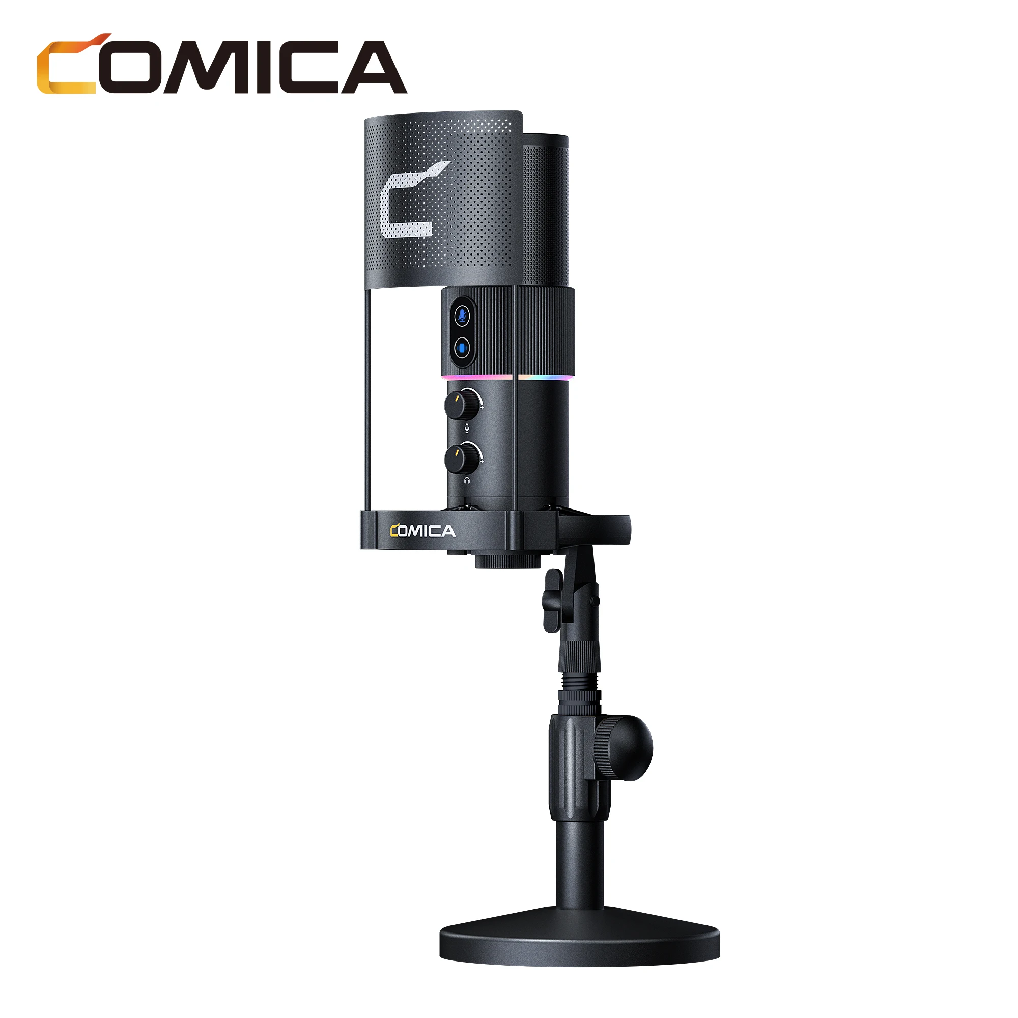 Comica EJoy U2 Gaming USB Microphone with RGB Modes/Monitor for Streaming,Condenser Mic with Volume Conotrol for PC,PS4/5-