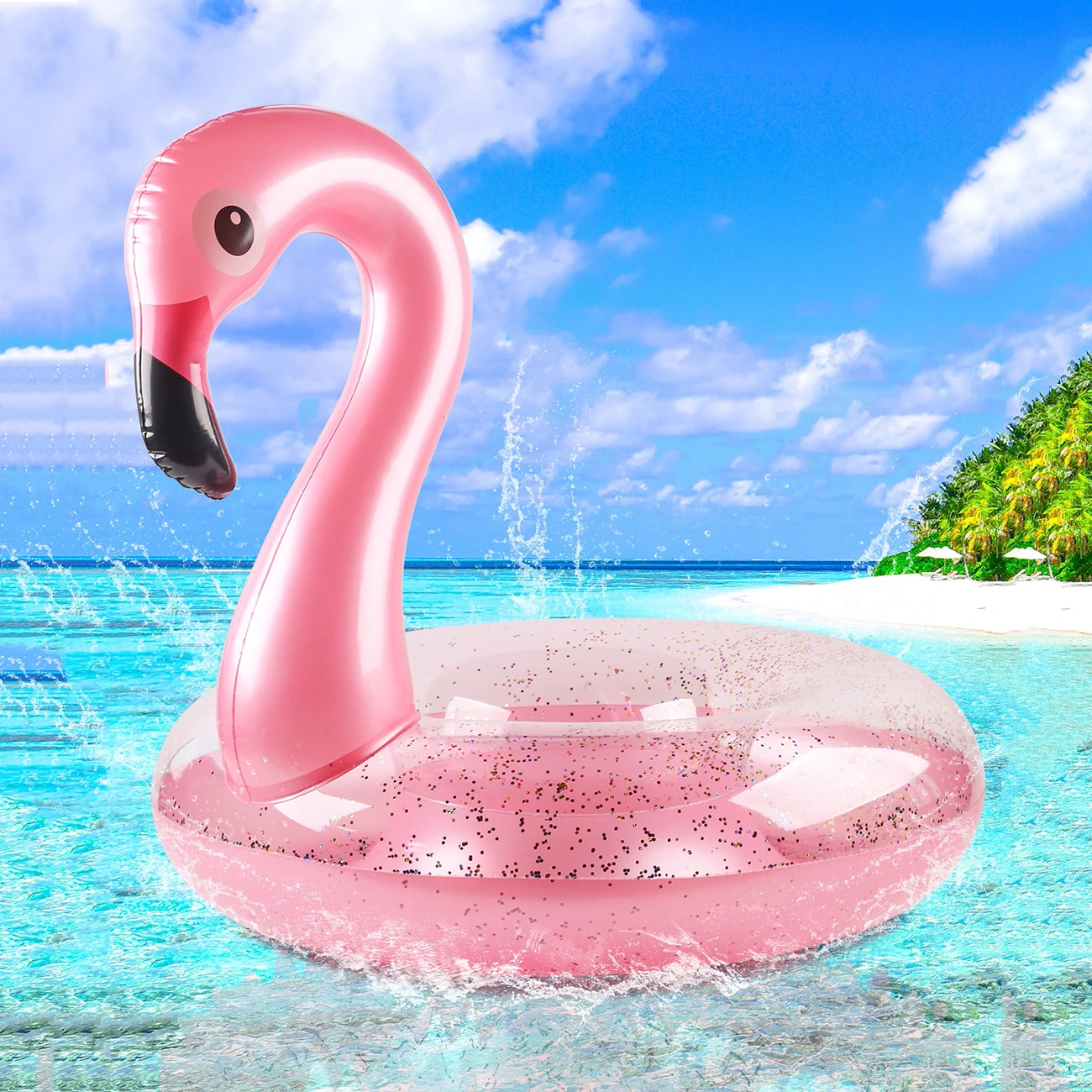 Flotador de Piscina con Forma de Flamenco - Divertidos Flotadores de Playa, Tubos Inflables para Piscina, Juguetes para Fiestas, Colchoneta Flotante para Adultos y Niños