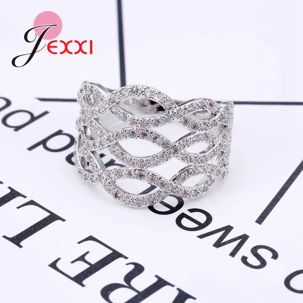 Vintage 925 Sterling Silver Engagement Crystal Rings For Women Bands Ring with Blue Bague Anel Wedding Rings Jewellery