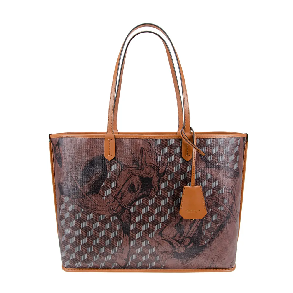 

Large Capacity Horse Pattern Tote Bag 2026 Shoulder Handbag with Brand Tag Spacious Top Handle Bag for Office Daily Use