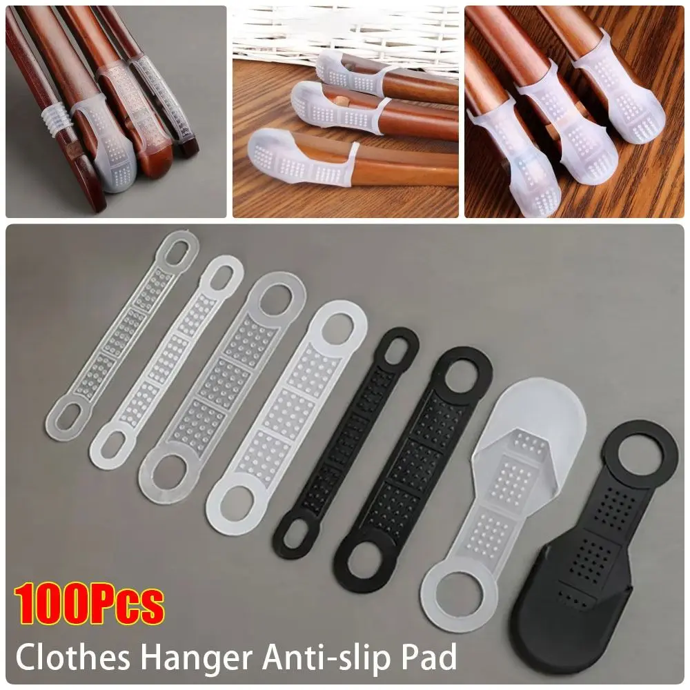 

100Pcs Clothing Hanging Accessories Clothes Hanger Anti-slip Pad Pad Mat Transparent Hanger Strip Windproof Elastic