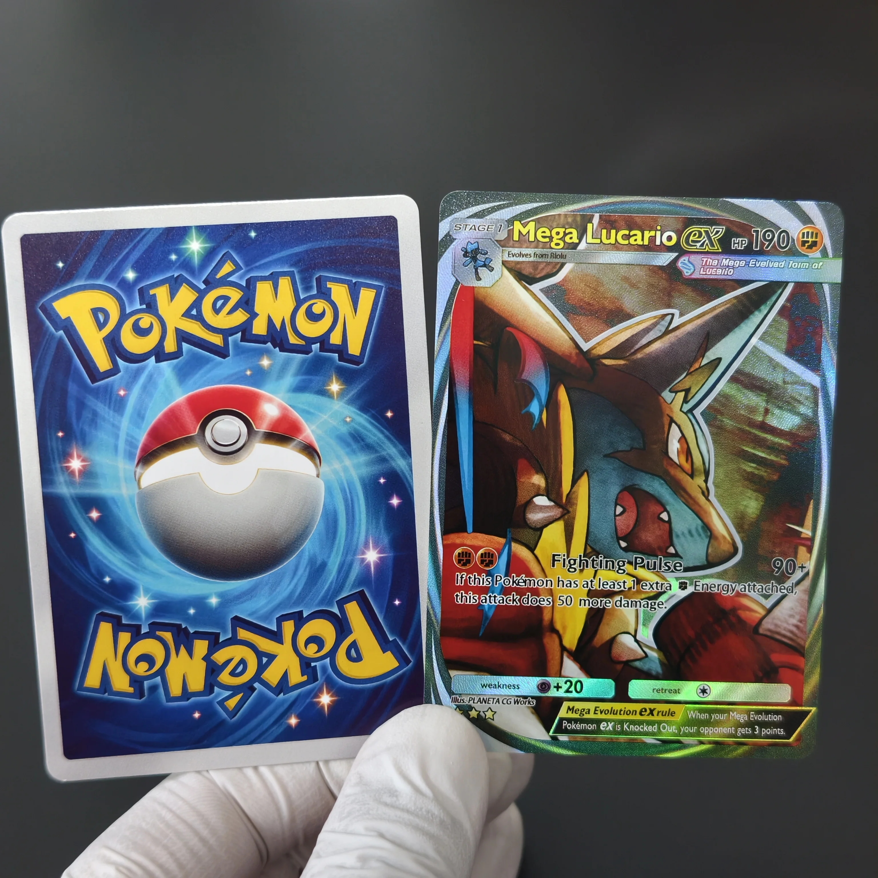 8PCS DIY TCG Card Pocket Mega Lucario EX Sceptile Lucario Audino EX Colorful Painting Shiny Trading Cards Collectible Gift