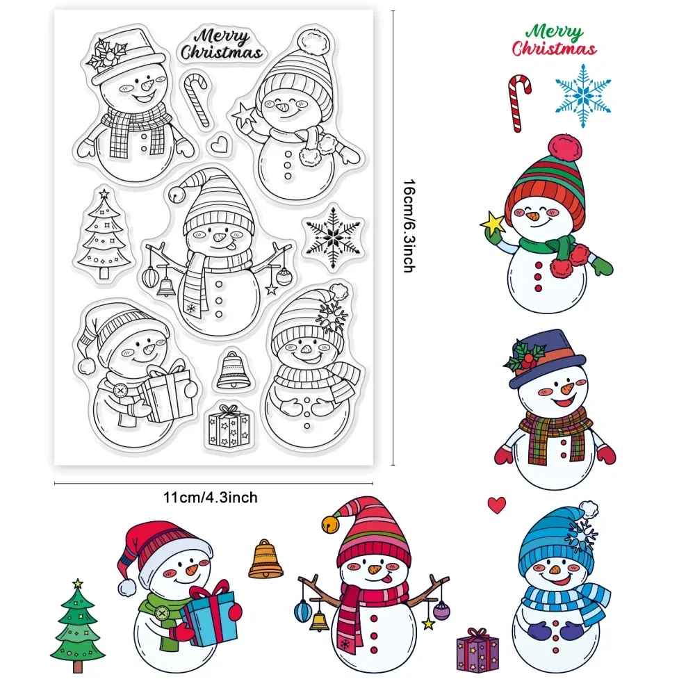 Christmas Snowman Clear Silicone Stamps Vintage Transparent  Stamp for Card Making DIY Scrapbooking Card Photo Album Decor Craft