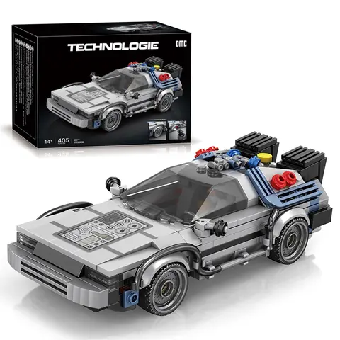 1:24 Classic Movie Racing Car Building Blocks MOC Model Sport Cars Toys Back Future Bricks Vehicle Festival Gifts for Boys Kids