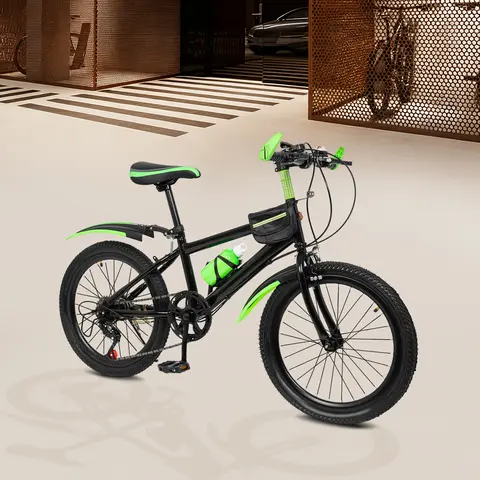 20 Inch Kids Mountain Bike, 7-Speed Boys Girls Bicycle with Front Caliper & Rear Brake, Suspension Seat for 4.26-4.9ft