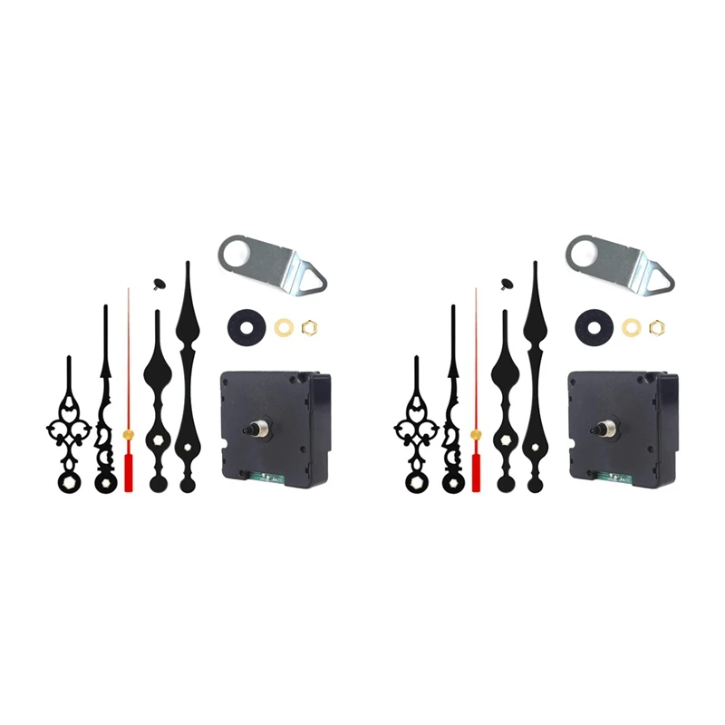 2X Radio Controlled Silent DIY Clock Movement Mechanism Kit Germany DCF Signal Mode With 4 Sets Hands Repair Replacement