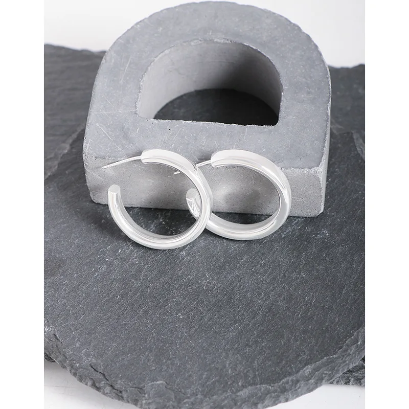 

Daily Commute Heavy-Duty Arc Stud Earrings - Niche Light Luxury Polished Sterling Silver