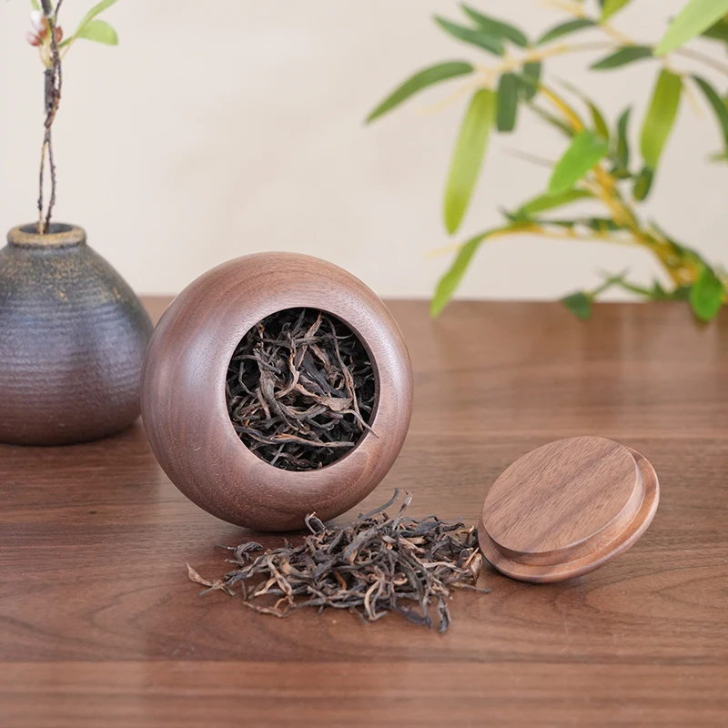 

Handmade wooden tea storage box Chinese tea can with sealed lid Kitchen storage Jars accessories Spice Box Case Organizer