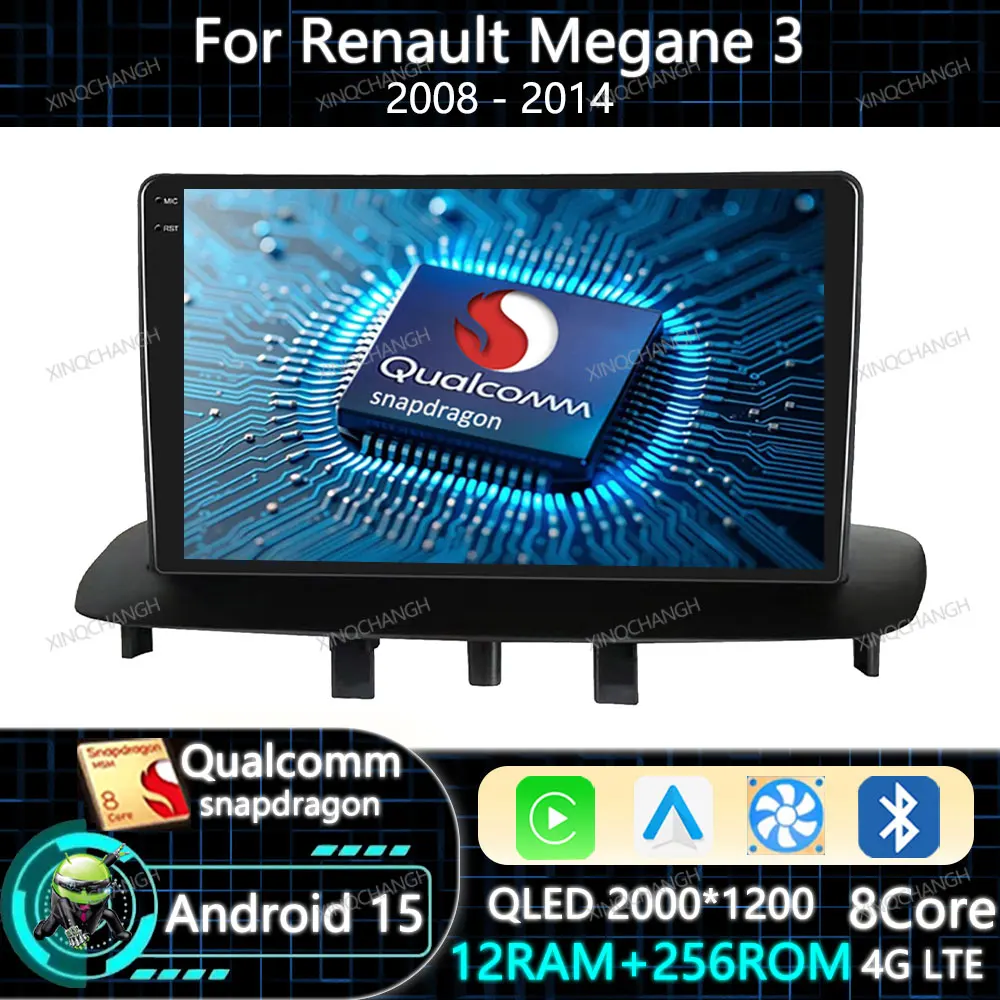 

Автомагнитола Android 15 с Carplay и Auto для Renault Megane 3 (2008-2014), Bluetooth, GPS, 2DIN, мультимедийный видеоплеер, головное устройство Qualcomm, QLED