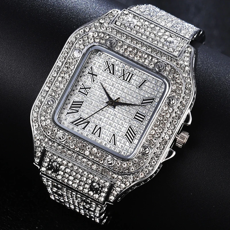 

MAYZHISU золотые роскошные часы для мужчин, ремешок из сплава с бриллиантами, квадратные деловые кварцевые наручные часы, элегантные мужские часы, подарок