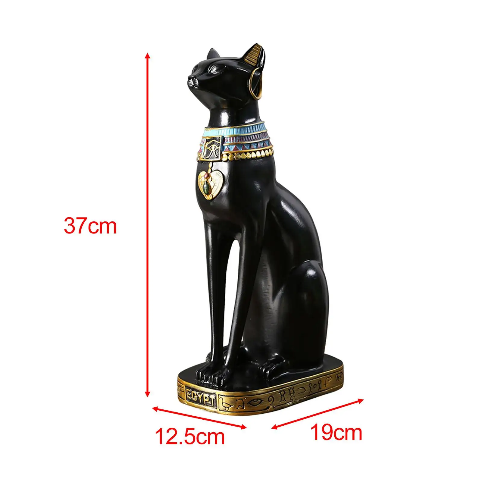 Egyptian Cat Goddess Bastet Statue Ornament Egypt Collectible Animal Sculpture Figurine for Office Shelf Table Desk Cabinet