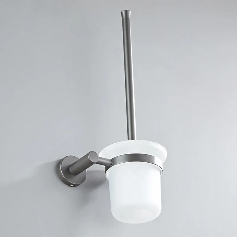 Wall-mounted Star grey simple round chassis bathroom hardware pendant Toilet brush Toilet brush with frosted glass