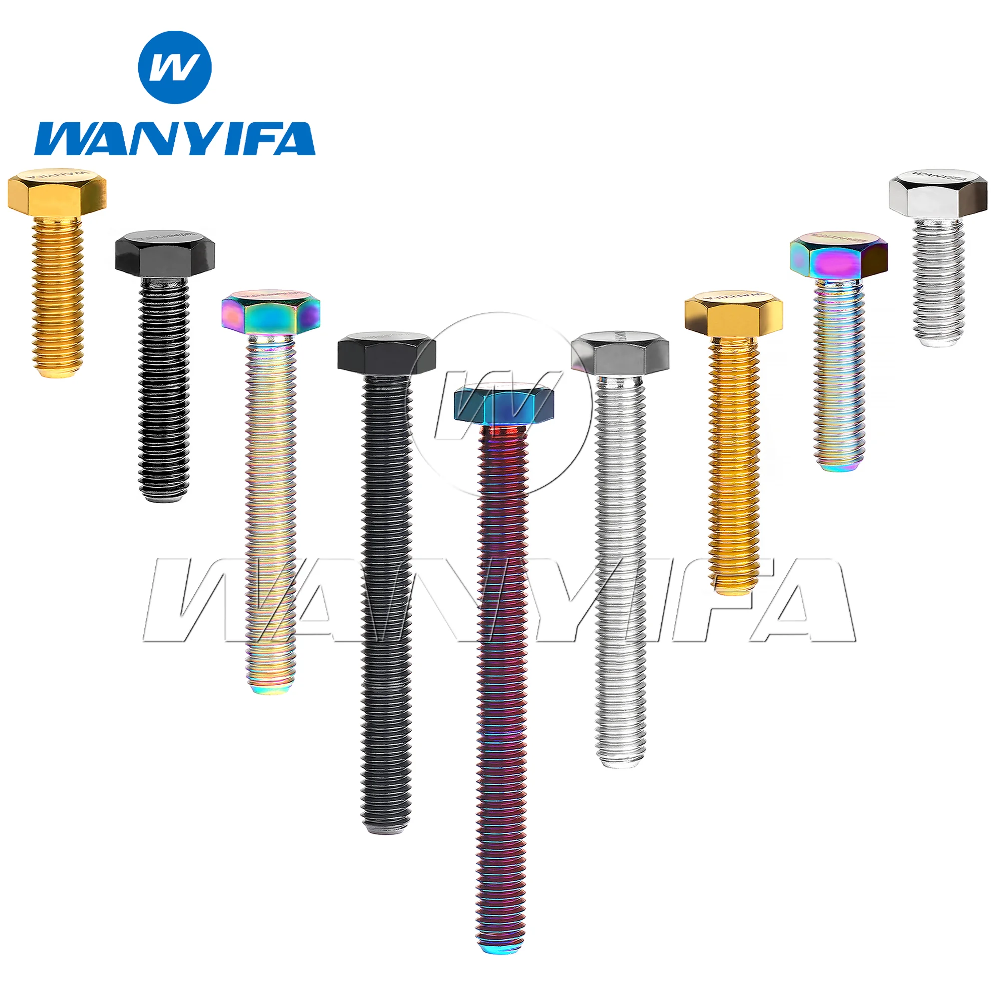 Wanyifa Titanium Bolt M10X20/25/30/35/40/45/50/55/60/65/70/75/80/85/90/95/100Mm Din933 External Hex Screw for Motorcycle