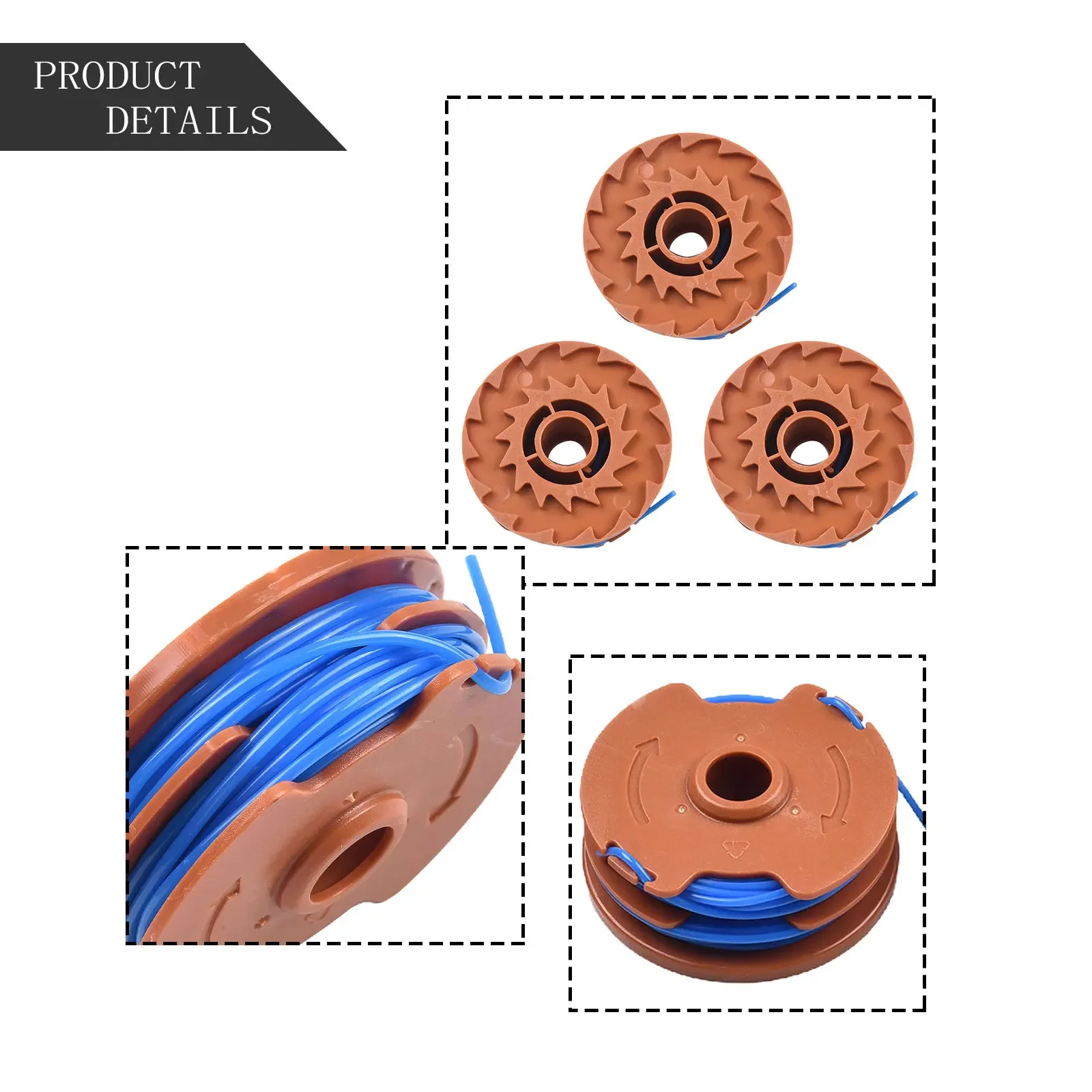 3 Spool And Twin Line Kit For TTB820GGT 600W Grass Edge Trimmer 0.5mm Diameter Line Optimized For Precision Trimming