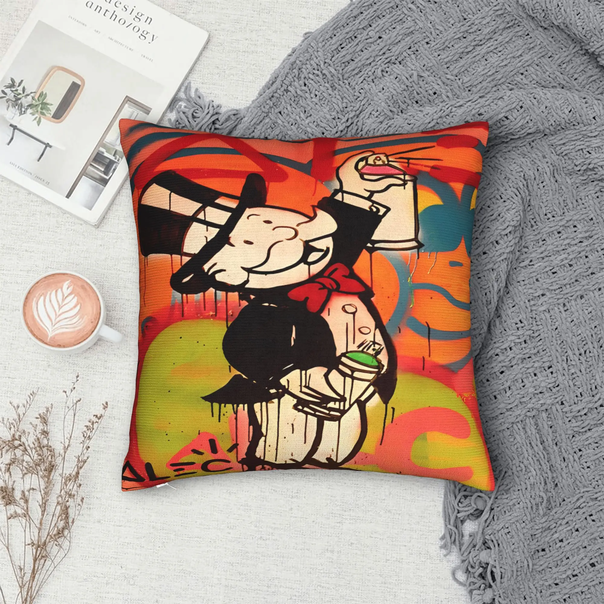Spary Monopoly  Monopolys Money Dance Pillowcases  Novelty Pillow Case For Sofa Home Decoration Comfy Pillow Cover