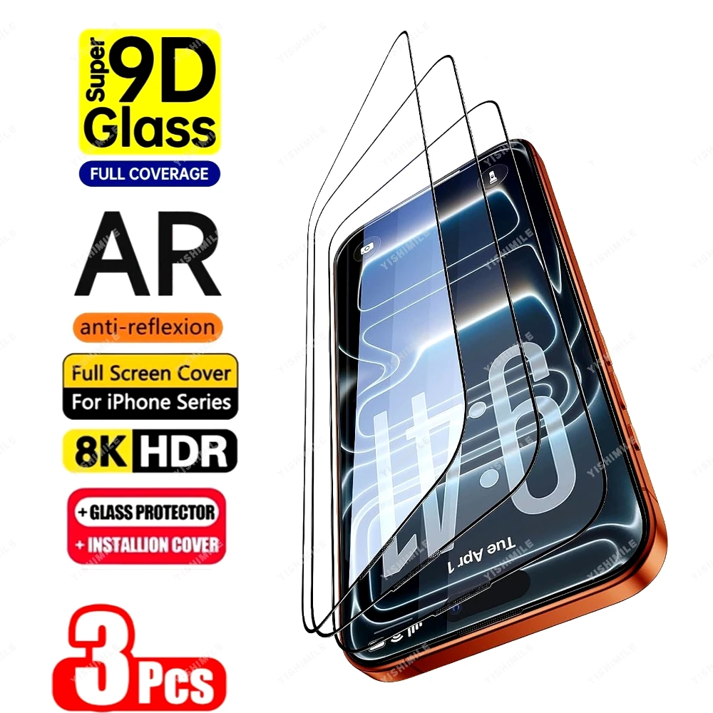 

3Pcs High Definition Tempered Glass for iPhone 17 16 15 14 13 Pro Air 16 15 14 Plus 12 11 Pro Mini Anti-Scratch Screen Protector