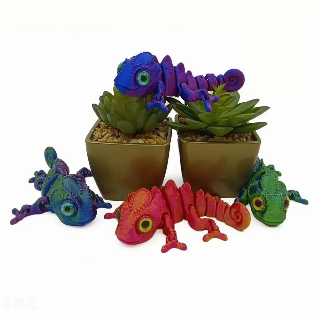 Multi-joint 3D Printing Lizard Simulation Eyes Desktop Ornament Lizard Figures Model Multi-color Gradient