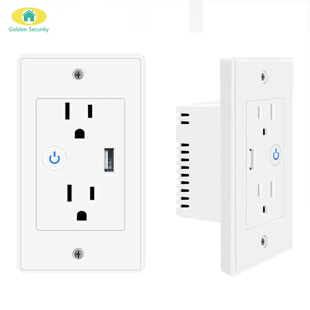 

Tuya WiFi Smart Wall Socket US Standard USB Charge Support Overolad Protection15A AC110V Outlet Alexa Google Home Voice Control