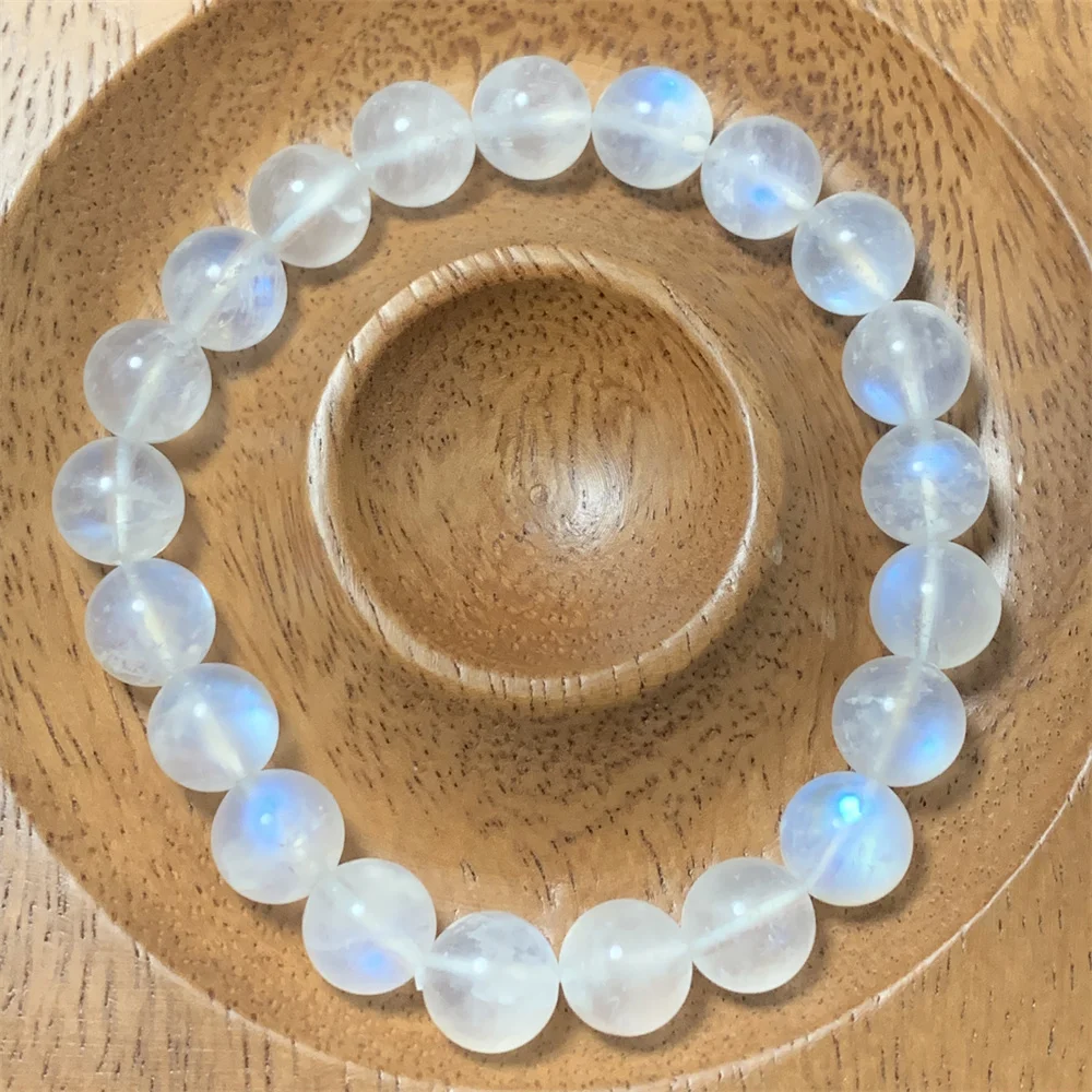 

1Piece Natural Shining Bulbs Silver Blue Moonstone Bracelets for Women Clear Transparent Moon Stones Bracelet Moonlight Beads