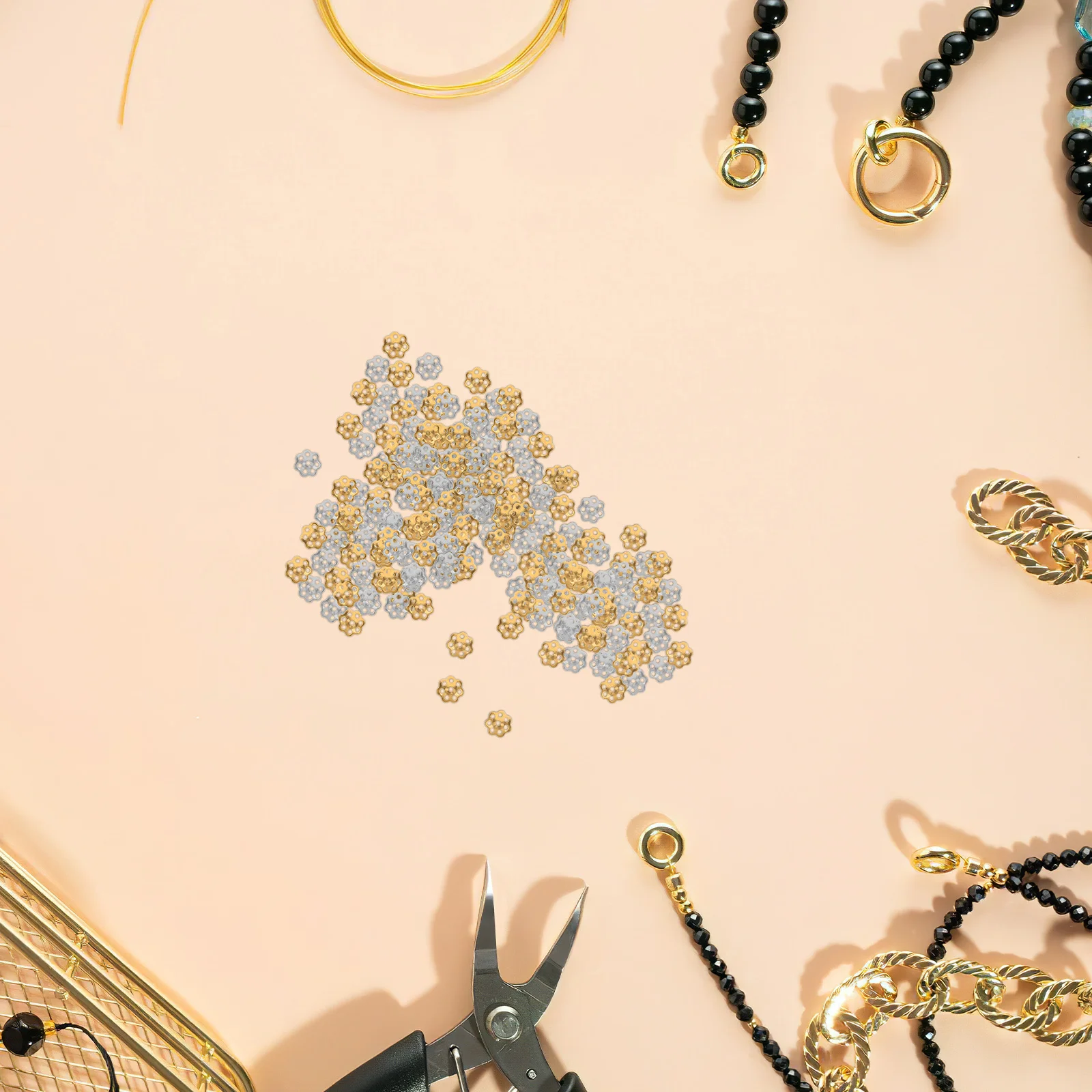 

240Pcs Hollow Spacer Beads Stainless Steel Titanium Jewelry Making Supplies for DIY Bracelet Necklace Crafting