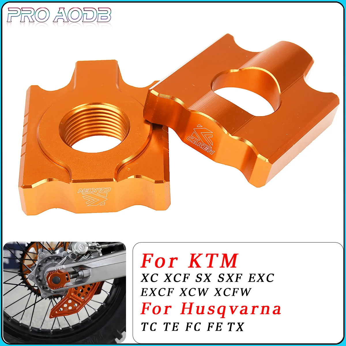 Bloque de eje de Ajustador de cadena trasera de aluminio CNC de 20mm para KTM Husqvarna XC XCF SX SXF EXCF XCW XCFW TC TE FE FC TX Dirt Bike