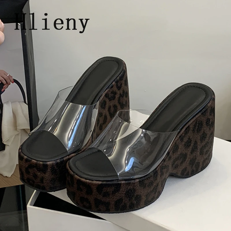 

Hlieny 2026 Summer New Summer PVC Transparent Platform Wedges Slippers Ladies Sandals Women Fashion High Heels Female Shoes