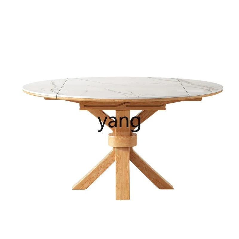 

LMM modern simple household retractable log color ash wood square becomes round dining table