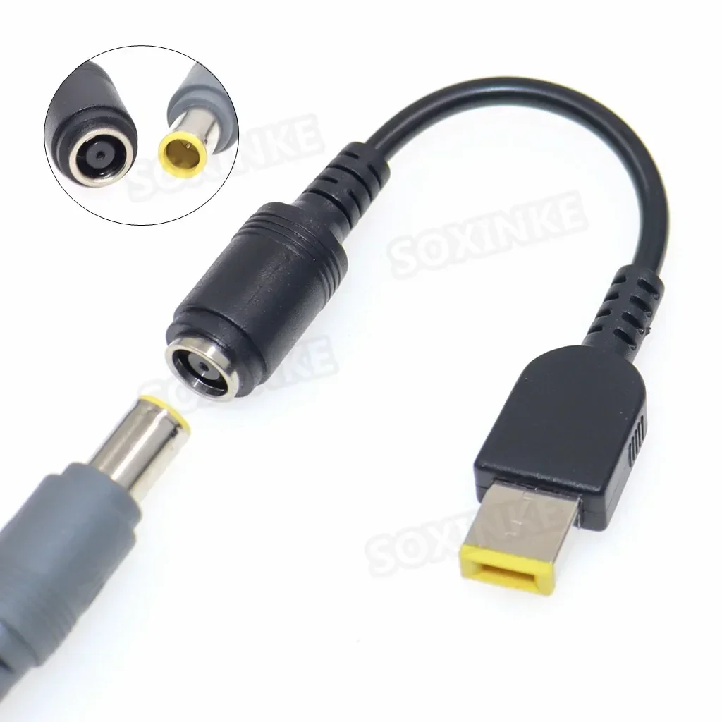 Cable adaptador para ordenador portátil, enchufe cuadrado a 4,5x3,0mm, 5,5x2,1mm, 7,4x5,0, 7,9x5,5mm, Cable convertidor de cargador de energía CC hembra para Lenovo hp