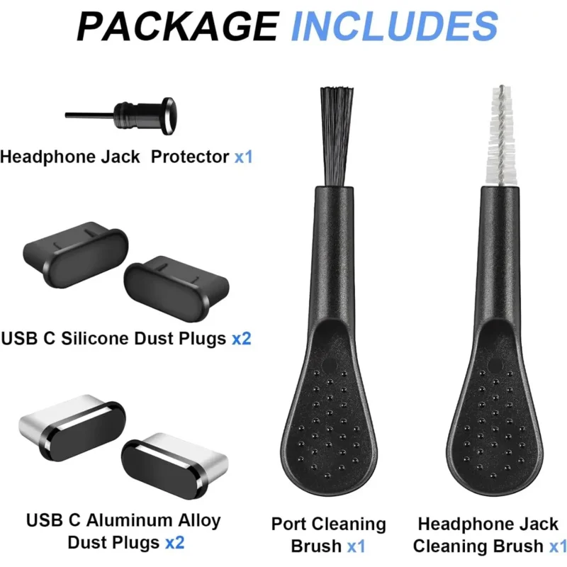 

Type-C Dust Plug Cover USB C Port Cover Cap Charging Port Cleaner with Cleaning Kits for IPhone 17 15 16 Series, Samsung Galaxy