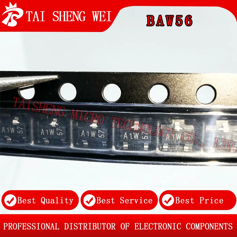 20PCS Brand New Original BAW56 Surface Mount Switching Diode AW56, Marked A1W, A1, SOT-23 Package, 0.2A/70V Transistor