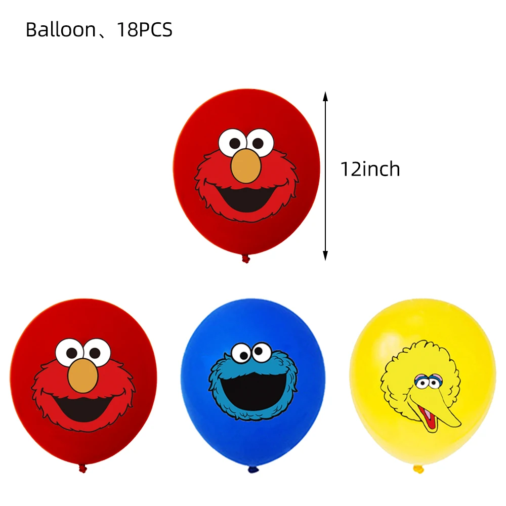 Geburtstagsballon-Partydekoration, Sesamstraßen-Thema, Teller, Kuchenaufsätze, Banner für Kindergeburtstag, Partyzubehör, Babyparty – Detail 15