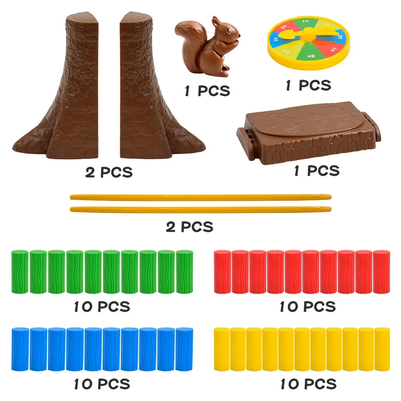 Squirrel Push Log Balance Board Game, Don’t Let Squirrel Fall, Kids Educational Stacking Toy, Family Party Interactive Desktop
