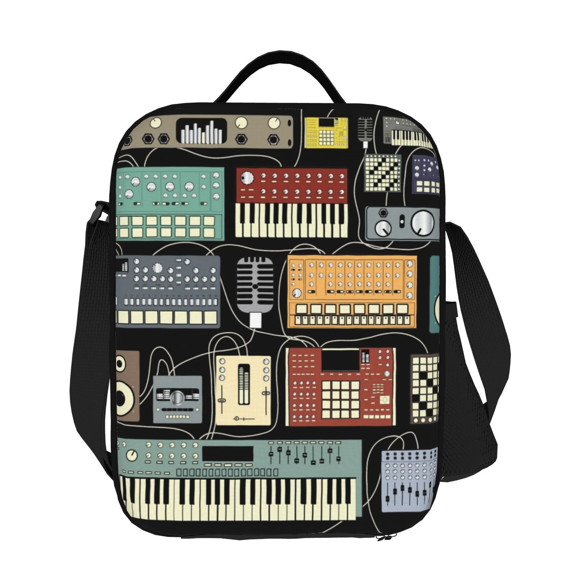 Synthesizer Drum Machine Print Portable Tote Bag for Electronic Musicians Office Travel Daily Use