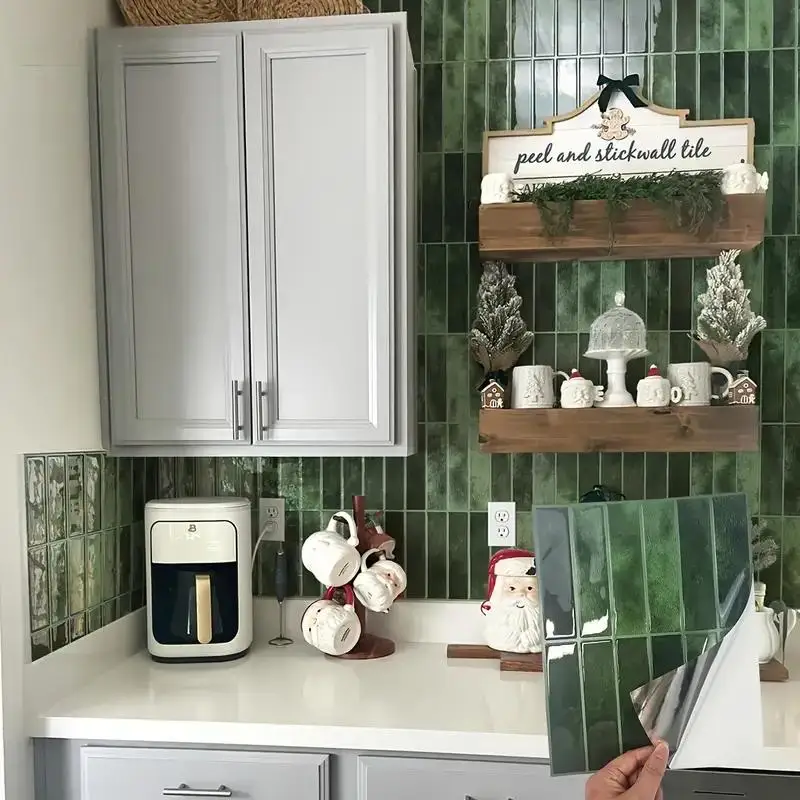 

Водонепроницаемые наклейки-имитация плитки, самоклеящиеся наклейки для настенной плитки, термостойкие, легко клеящиеся и съемные, для кухонного фартука, маслостойкие.